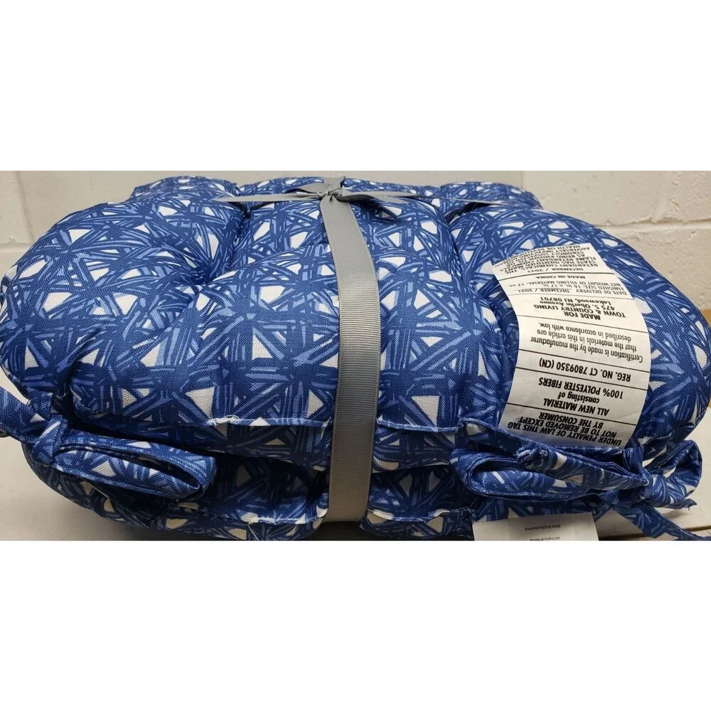 SET OF 2 THICK REVERSIBLE CUSHION CHAIR PADS w/ties (16